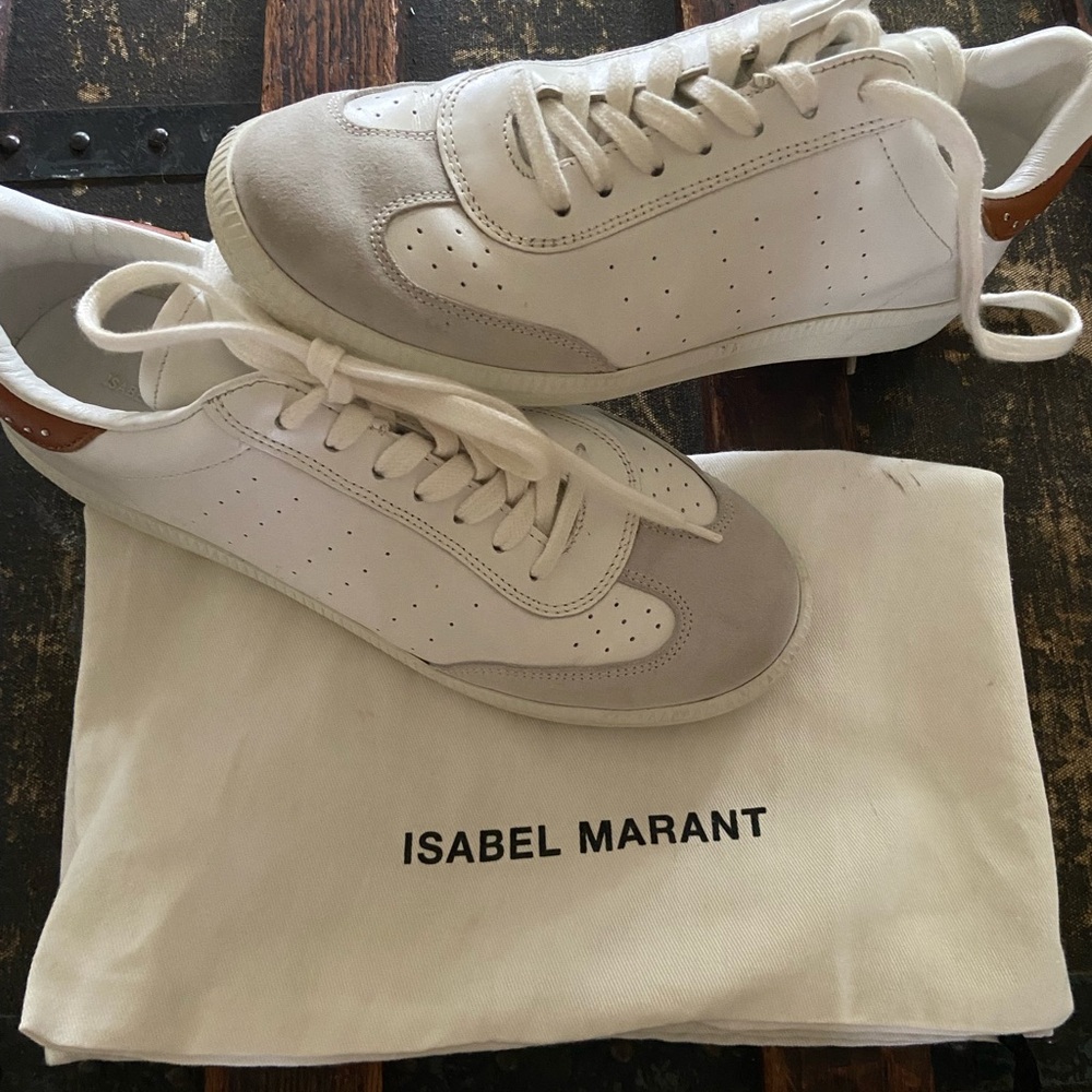 Isabel Marant Beth White/Brown Lace Up Sneakers